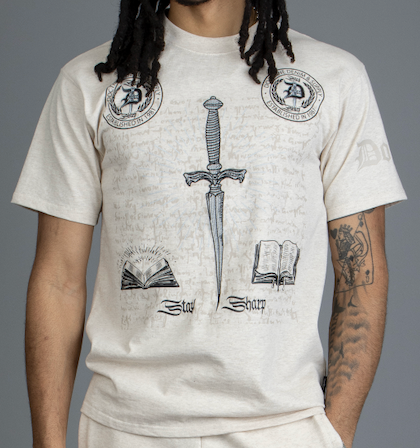 DOCTRINE CORE DAGGER LOGO T-SHIRT - HEATHER OATMEAL - DB0131