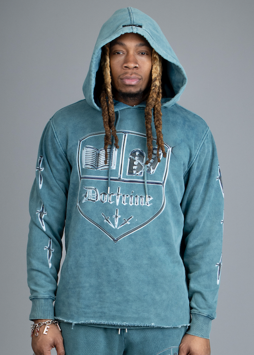 DOCTRINE COAT OF ARMS HOODIE - CRYSTAL TEAL - DB0064