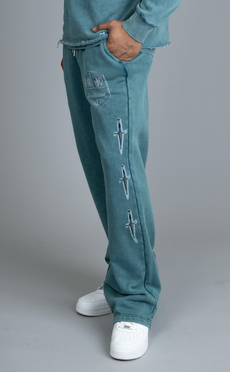 COAT OF ARMS LOOSE FIT JOGGER - CRYSTAL TEAL - DB0065