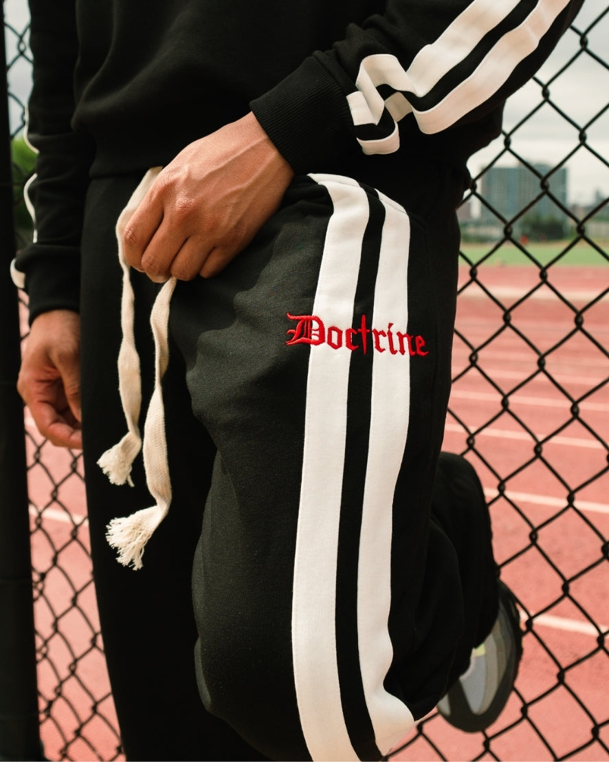 DOCTRINE DOUBLE STRIPE RACING JOGGER  - BLACK - DBJ407