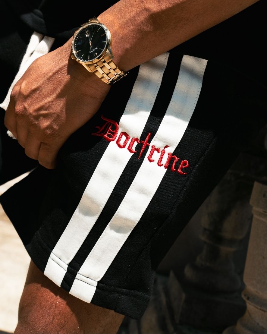 DOCTRINE DOUBLE STRIPE RACING SHORT - BLACK - DBJ415